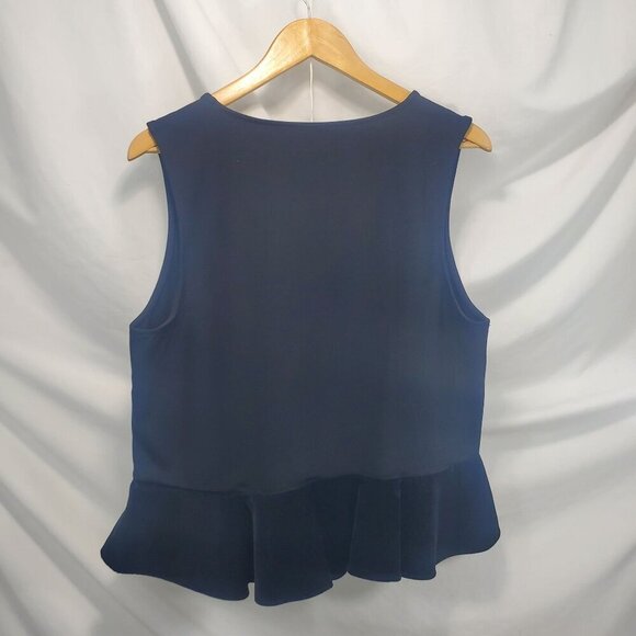 J. Crew Black Ponte Peplum Top V Neck Ruffle Hem Pullover XL (A-10) - Picture 3 of 10